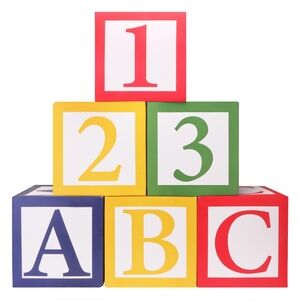 NEW 6 Buildable Daycare / School Number Letter ABC 123 Box Decorations Colourful